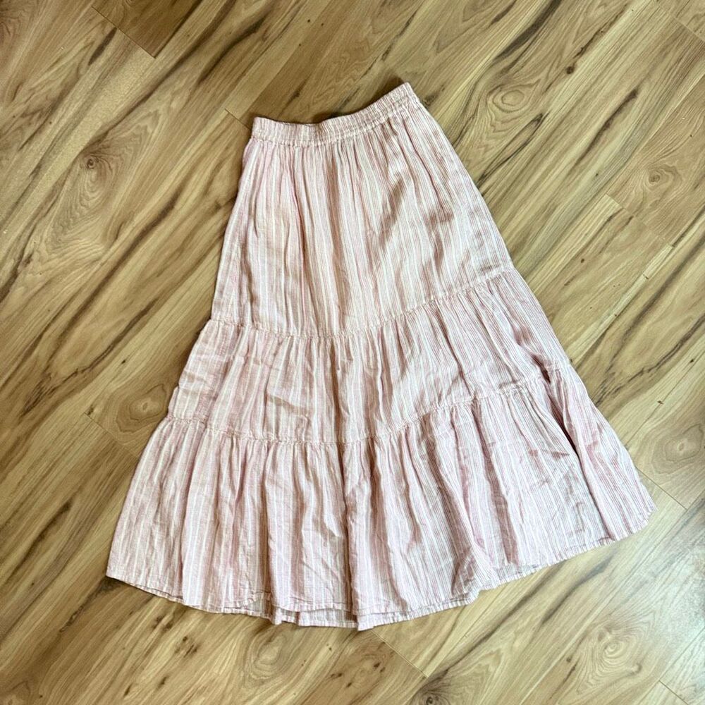 Faherty Pink and White Striped Maxi Skirt